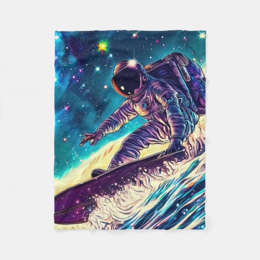 ASTRONAUT SURFING ON RIDE THE COSMIC WAVES FLEECE DEKEN (Voorkant)