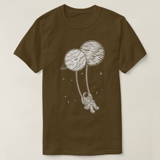 Astronaut swing planeet ruimte kinderen astronaute t-shirt (Design voorkant)
