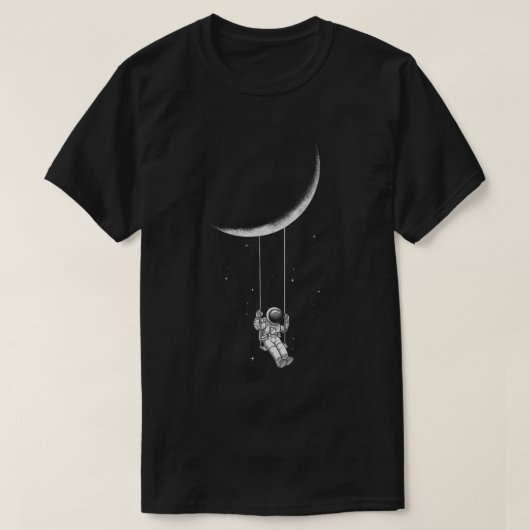 Astronaut Swinging on Moon Aesthetic Art T-shirt (Design voorkant)
