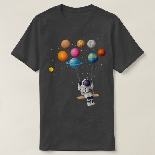 Astronaut Swinging Solar System Balloon Space Astr T-shirt (Design voorkant)