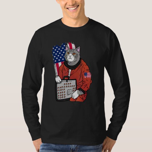 Astronaut Synthesizer Cat Music Producer Synth Usa T-shirt (Voorkant)