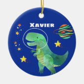 Astronaut T-Rex Dinosaur Kerstmis Keramisch Ornament (Voorkant)