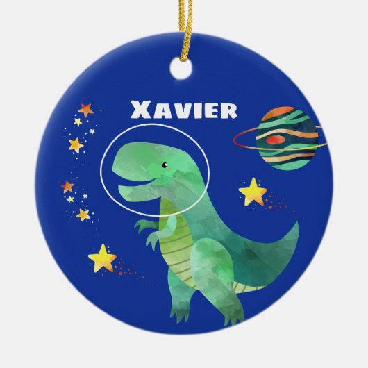 Astronaut T-Rex Dinosaur Kerstmis Keramisch Ornament (Voorkant)