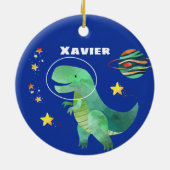 Astronaut T-Rex Dinosaur Kerstmis Keramisch Ornament (Achterkant)