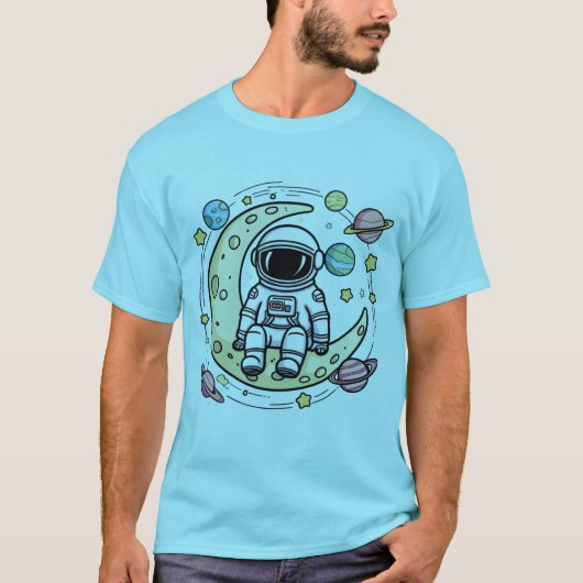 Astronaut T-shirt: Ontspannen op de maan T-shirt (Voorkant)