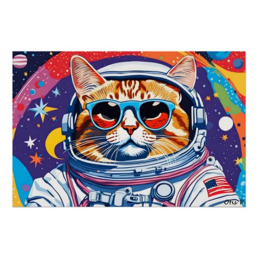 ASTRONAUT TABBY CAT 3 PERFECT POSTER (Voorkant)