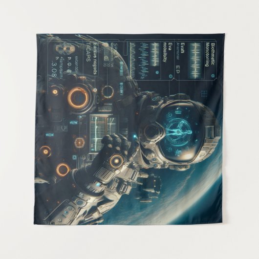 Astronaut Tapestry Wandkleed (Voorkant (horizontaal))