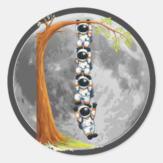 Astronaut Teamwork Tree  Ronde Sticker