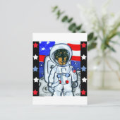 Astronaut teckel briefkaart (Staand voorkant)