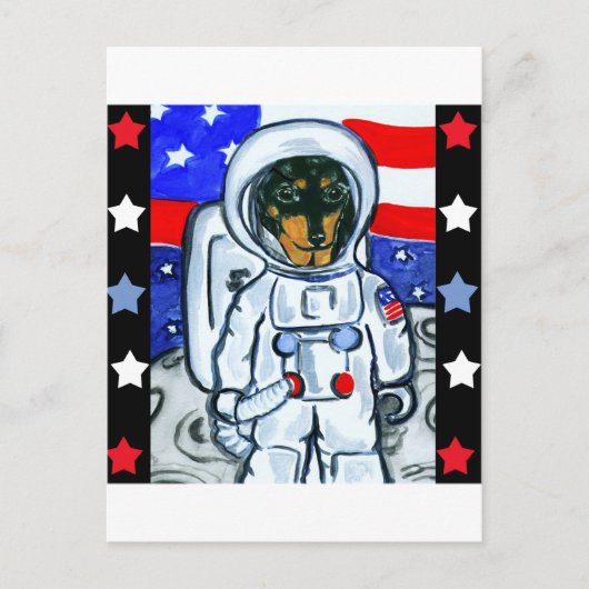 Astronaut teckel briefkaart (Voorkant)