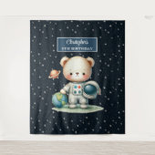 Astronaut Teddy Bear achtergrond voor jongensfeest Wandkleed (Voorkant)