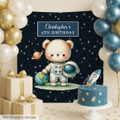 Astronaut Teddy Bear achtergrond voor jongensfeest Wandkleed