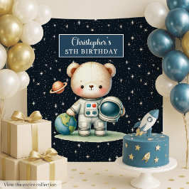 Astronaut Teddy Bear achtergrond voor jongensfeest Wandkleed