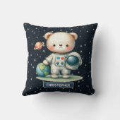 Astronaut Teddy Bear Baby Boy Kussen Gepersonalise (Achterkant)