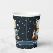Astronaut Teddy Bear Boy Verjaardagsfeestje Papier Papieren Bekers (Rechts)