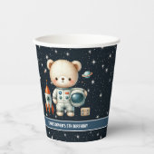Astronaut Teddy Bear Boy Verjaardagsfeestje Papier Papieren Bekers (Voorkant)