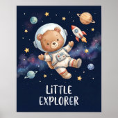 Astronaut Teddy Bear Little Explorer Space Kids Poster (Voorkant)