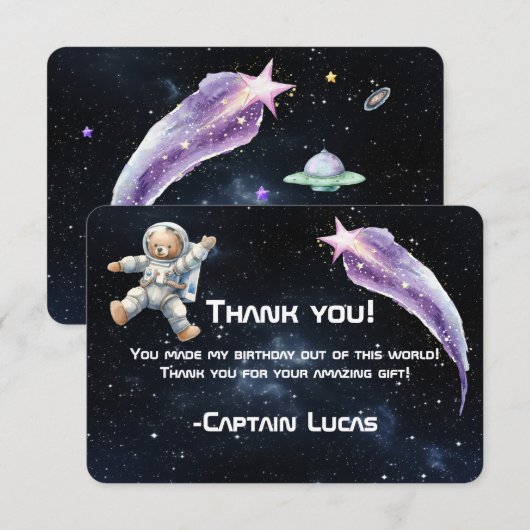 Astronaut Teddy Bear Space bedankkaart (Voorkant / Achterkant)