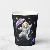 Astronaut Teddy Bear Space Party Papieren bekers (Achterkant)