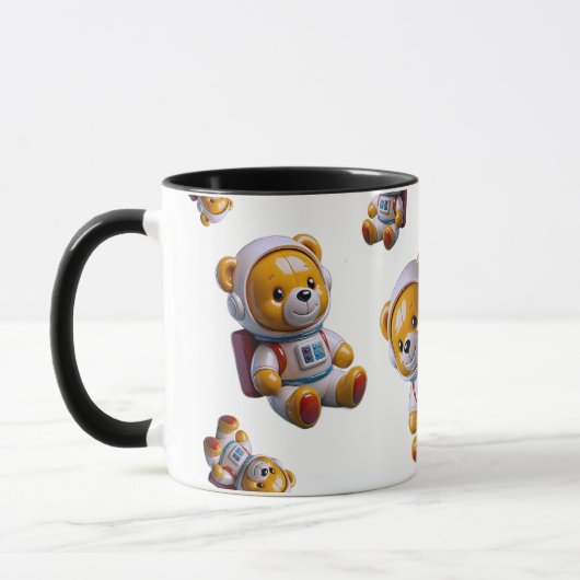 Astronaut Teddy Zwarte Mok (Links)
