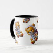 Astronaut Teddy Zwarte Mok (Voorkant links)