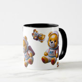 Astronaut Teddy Zwarte Mok (Voorkant rechts)