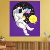 Astronaut tegen kosmische achtergrond canvas afdruk (Insitu (Woonkamer))