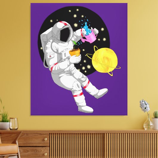 Astronaut tegen kosmische achtergrond canvas afdruk (Insitu (Woonkamer))