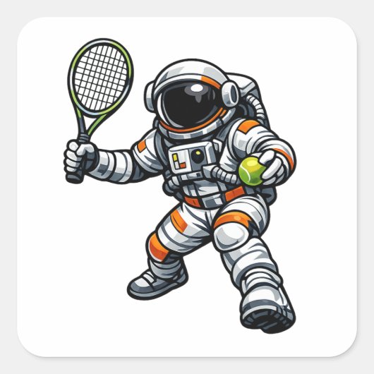 Astronaut Tennis Vierkante Sticker (Voorkant)