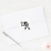 Astronaut Tennis Vierkante Sticker (Envelop)