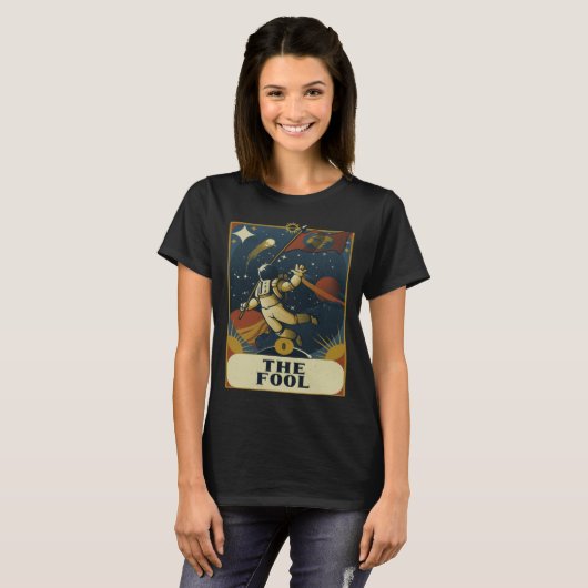 Astronaut The Fool Astronomy Tarot Card Read Witch T-shirt (Voorkant volledig)