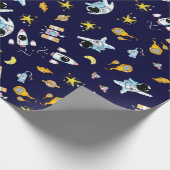Astronaut-thema in de ruimte cadeaupapier (Hoek)