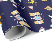 Astronaut-thema in de ruimte cadeaupapier (Rol Hoek)