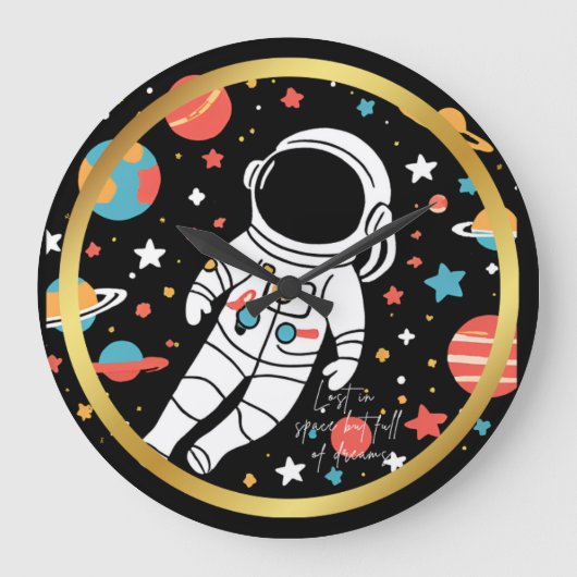 Astronaut-thema Ronde Muur Klok met Hemelse (Voorkant)