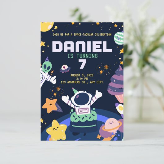 ASTRONAUT THEME BIRTHDAY KAART (Staand voorkant)