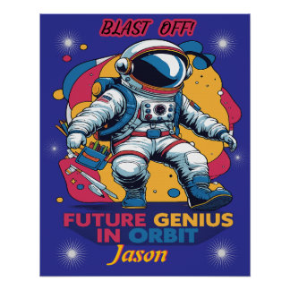 Astronaut - Toekomstige Genie in een baan om de aa Perfect Poster