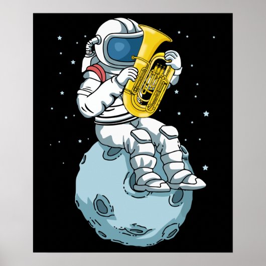 Astronaut Tuba Player Music Gift Kinder Band Tuba Poster (Voorkant)