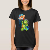 Astronaut Turtle Grappige Spaceturtle Holding Plan T-shirt (Voorkant)