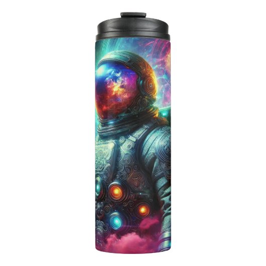 Astronaut tussen hemelse droomwerelden thermosbeker (Voorkant)