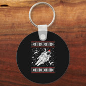 Astronaut Ugly KerstSweater Xmas Space Lover Sleutelhanger (Voorkant)