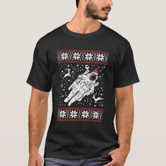 Astronaut Ugly KerstSweater Xmas Space Lover T-shirt (Voorkant)