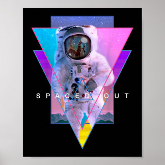 Astronaut uit esthetische dampgolf buiten de ruimt poster