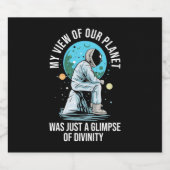 Astronaut Uitzicht van onze planeet Sparkling Wijnetiket (Enkel label)