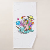 Astronaut Unicorn Riding Narwhal Space Universe Badhanddoek (Badhanddoek)