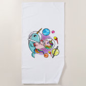 Astronaut Unicorn Riding Narwhal Space Universe Strandlaken (Voorkant)