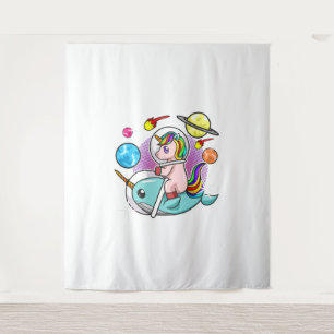 Astronaut Unicorn Riding Narwhal Space Universe Wandkleed