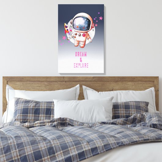 Astronaut van de Maan in de ruimte Canvas Afdruk (Insitu (Slaapkamer))