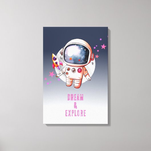 Astronaut van de Maan in de ruimte Canvas Afdruk (Voorkant)