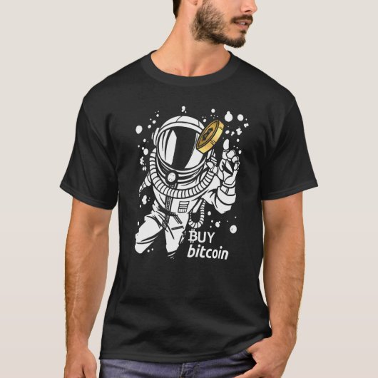 Astronaut Vangt Bitcoin Koop Bitcoin Cyber Monkey T-shirt (Voorkant)