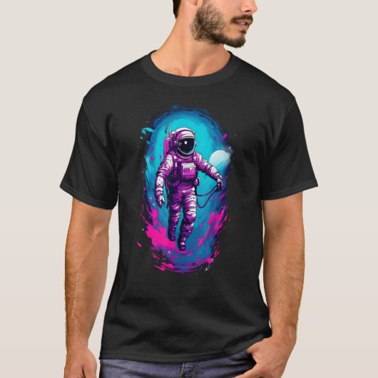 Astronaut Vaporwave Aesthetic Retro Glitch Spacema T-shirt (Voorkant)
